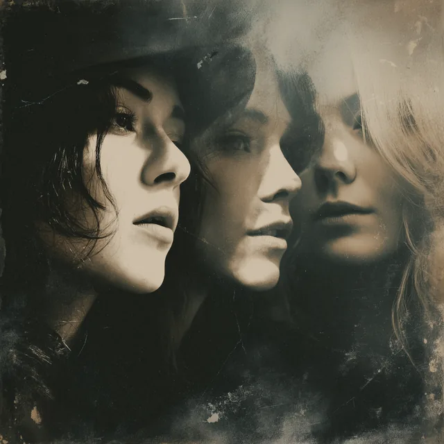 Three shadowy female profiles in the artwork for The Nameless Hour